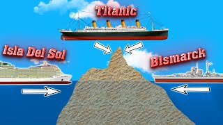 Different Huge Ships VS Huge Rock  Floating Sandbox 🌊 [upl. by Nyrok]