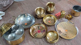 Madurai Mahalaxmi MetalsTraditional Brassware CollectionsRailAhdukkuIdly Pathiram Brass Sevainazhi [upl. by Hajin571]