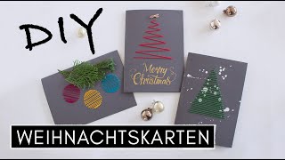 3 DIY Weihnachtskarten selber gestalten  Papier besticken Stempeltechnik amp Karten mit Stoffresten [upl. by Leopoldine]