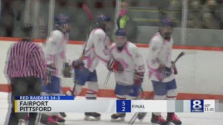 Fairport hockey defeats Pittsford in annual Pink the Rink game [upl. by Oiragelo]