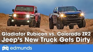 Jeep Gladiator Rubicon vs Chevy Colorado ZR2  2019 OffRoad Truck Comparison [upl. by Nastassia415]