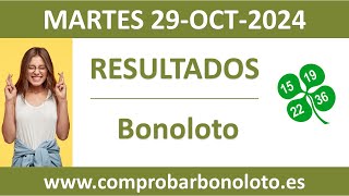 Resultado del sorteo Bonoloto del martes 29 de octubre de 2024 [upl. by Urbas]