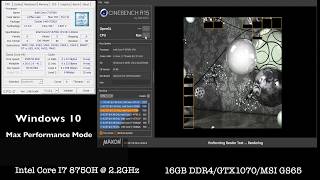 Intel Core i7 8750H CineBench R15 CPU Test Score at 1052CB With default setting MSI GS65 [upl. by Iggep]