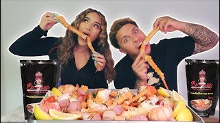 SEAFOOD BOIL MUKBANG WITH BLOVES SAUCE LIFE UPDATE  TEA GETS SPILLED [upl. by End]