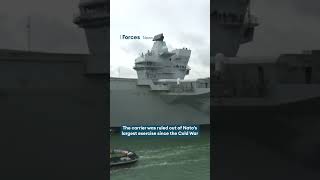 HMS Queen Elizabeth leaves Portsmouth for journey to Rosyth for repairs [upl. by Petulia]