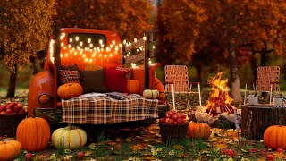 Cozy Autumn Tailgate Ambience  Crackling Fall Bonfire amp Autumn Day Sounds [upl. by Ermeena]