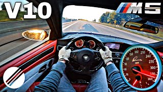 700HP BMW M5 E60 V10 BIKOMPRESSOR TOP SPEED DRIVE ON GERMAN AUTOBAHN 🏎 [upl. by Eldora]