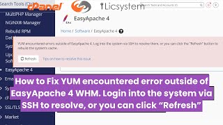 How to Fix YUM encountered error outside of EasyApache 4 in WHM [upl. by Goodhen]