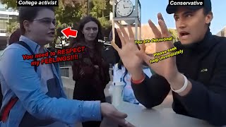 BRAINWASHED Student Activist Brought To TEARS By Conservative [upl. by Leafar988]