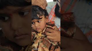 Easy Ear Piercing WITHOUT Pain  Lohitha Karna Vedha Ceremony  Happy Ear Piercing Functionమేనకోడలు [upl. by Atronna]