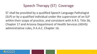 AHCCCS Coverage  Speech Therapy Services [upl. by Oiluj]