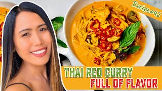 THAI RED CURRY WITH CHICKEN RECIPE  COOKING SIMPLY DELICIOUS [upl. by Ahtoelc]