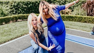 SAVANNAH JUMPS ON TRAMPOLINE WITH 9 MONTH PREGNANT FRIEND [upl. by Rida]