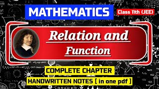 Arjuna JEE  class 11th  MATHEMATICS  Relation and Function  complete chapter handwritten notes [upl. by Eiramanit]