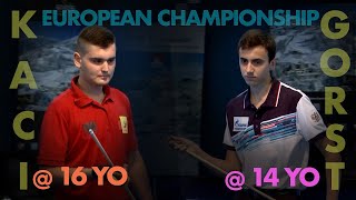 Fedor GORST  14 years vs Eklent KACI  16 yo  8 Ball European Championships [upl. by Katine]