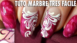 Tuto nail art marbrés facile et effet sucre フランス人ネイリスト [upl. by Aramo]