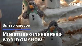 Miniature gingerbread world on show at London architecture museum  AFP [upl. by Netsua282]