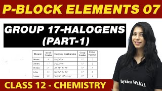 pBlock Elements 07  Group 17  Halogens Part1  Class 12 NCERT [upl. by Esiouqrut]