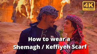 How to wear a Shemagh Keffiyeh Middle Eastern Scarf For Men and Woman [upl. by Sauder302]