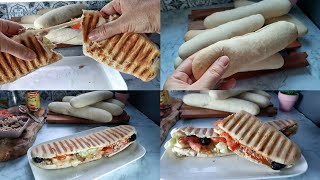 recette pain panini maison خبز البانيني بطريقة 100 ناجحة و بحشوة بسيطة و لذيذة [upl. by Aerdnac]