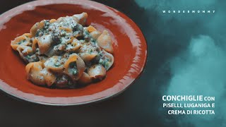 Conchiglie crema di ricotta luganiga e piselli  Le ricette di Wonder Mommy  RSI Food [upl. by Turnheim]