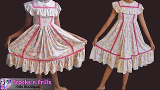 Handmade Rayon Dress with Crochet Lace  Casual Wear for Girls  Easy Frilled Summer Dress [upl. by Anirrak741]