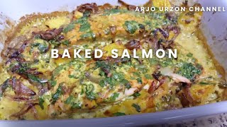 How to Baked Salmon in Oven ArjoUrzon [upl. by Yanrahs]