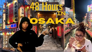 48 Hours in OSAKA ☆ Japan Vlog ☆ Street Food in Osaka Japan  Dotonbori Street ♥️ [upl. by Minny285]