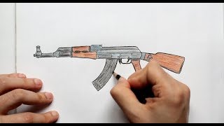 Как нарисовать Автомат Калашникова AK 47Ehedov Elnur How to Draw a Kalashnikov AK47 [upl. by Ayamahs]