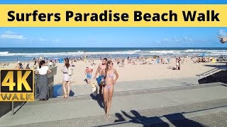 Surfers Paradise Beach Walk 🏖️ 4K  Gold Coast Australia 🇦🇺 [upl. by Ylas]