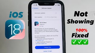 iOS 18 Beta Not showing in iPhone 1112131415 FIXED✅  fix iOS 18 Not showing in iphone settings [upl. by Eilra]