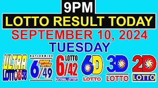 Lotto Result Today 9pm September 10 2024 PCSO [upl. by Nomrej]