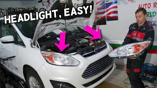 FORD CMAX HEADLIGHT REMOVAL REPLACEMENT [upl. by Yelsiap]