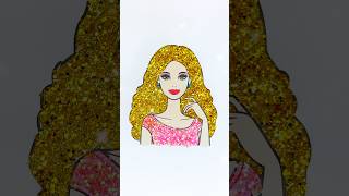 DIY Glitter Barbie Girl gold hair easy kids art craft kids barbie barbiegirl hair glitter [upl. by Eenhpad269]