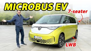 VW ID Buzz LWB driving REVIEW  suitable 7seater EV for the family [upl. by Enitsua517]