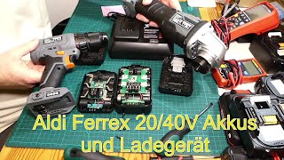 Aldi Ferrex 2040V Akkus und Ladegerät [upl. by Skipper]