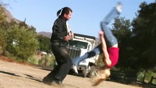 2 Gymnast Girls vs 1 Martial Arts Guy  Fight Scene [upl. by Mairam997]