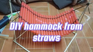 DIY Hammock from straws 10minutesdiy diycrafts [upl. by Ahsinek]