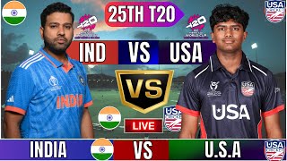 Live IND Vs USA Match ScoreLive Cricket Match TodayIND vs USA 25th T20 live 2nd innings livescore [upl. by Nilkcaj]