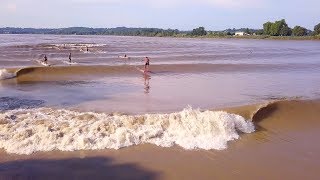 Hydrofoil surfing on a Tidal Bore [upl. by Adlitam382]