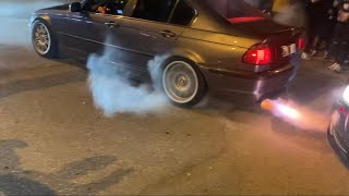 BMW E46 Sedan 2JZ Swap Burnout  RIP Headlight Washer [upl. by Enilecram24]