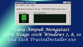 Cara Ampuh Mengatasi CPU Usage 100 di Windows 7 8 10  TrustedInstaller End Task [upl. by Tanaka]