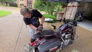 How to run a hidden cable from handlebars to battery in a Harley Davidson touring Motorcycle [upl. by Anilatac]