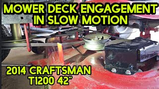 Mower Deck Belt In Slow Motion Craftsman T1200 [upl. by Charles872]