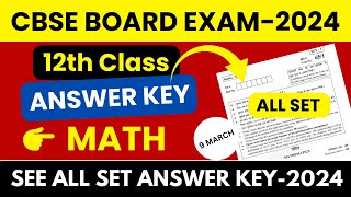 Cbse Class 12th math answer key 2024  math paper  9 march math [upl. by Vijnas]