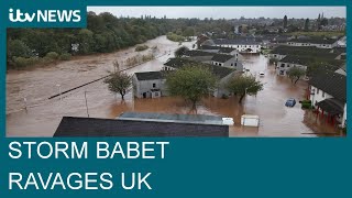 Three dead and hundreds of homes flooded as Storm Babet hits Britain  ITV News [upl. by Yregerg]