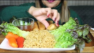 EATING SPRING ROLLS AND FRIED NOODLES ASMR [upl. by Volpe]