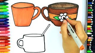 Come disegnare tazze da tè ☕  Colorare  Disegno  Come colorare per bambini [upl. by Audly]