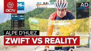 Alpe du Zwift VS Alpe dHuez Preparing For Reality [upl. by Ymerej601]