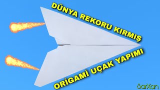 Dünya Rekoru Kırmış Kağıttan Uçak Yapımı  Origami Uçak Yapımı [upl. by Ennayr888]